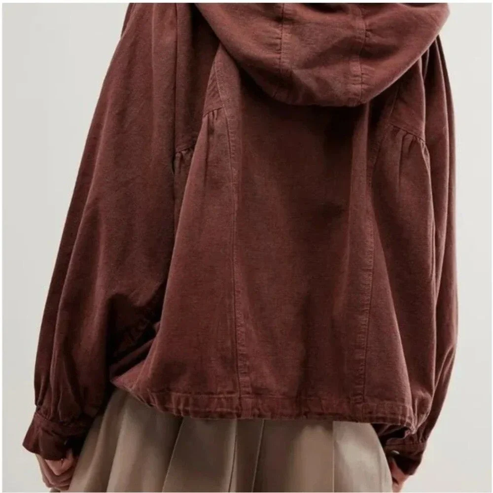 Free People Donny Anorak Utility Hoodie Jacket Top Oversized Zip-Up L 287760